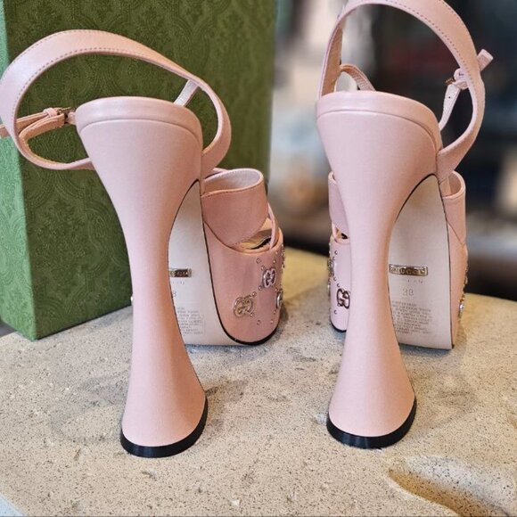 GUCCI Studded leather platform sandals size 38 - Picture 9 of 13